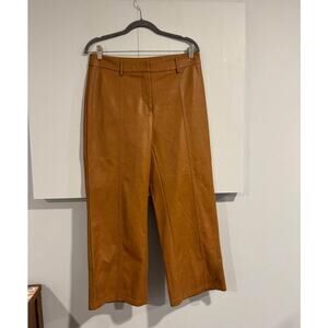 7 For All Mankind Faux Leather Wide Leg Cropped Pants Size Medium in Saddle Tan